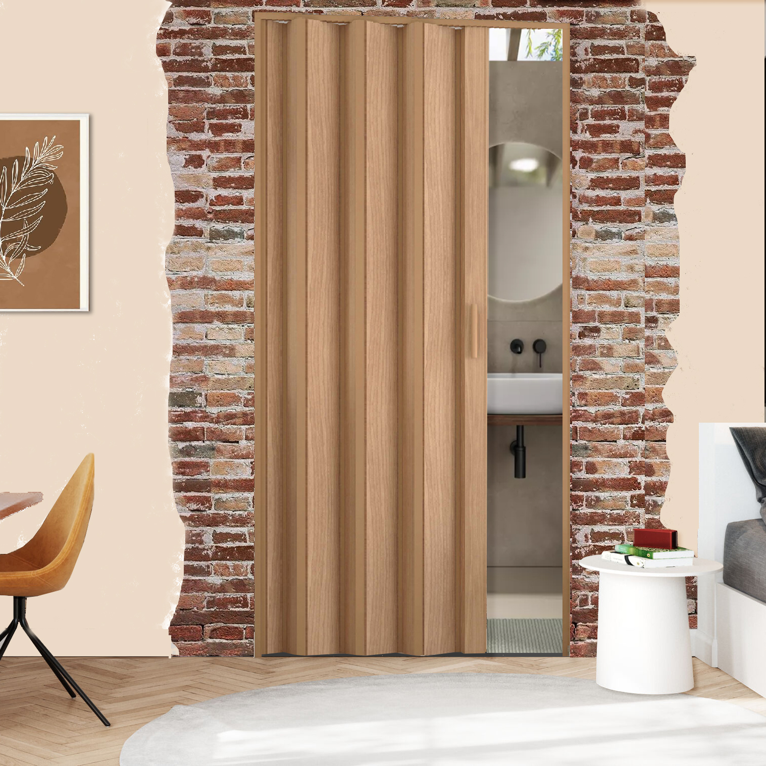 Porta a soffietto in Pvc con guida inferiore