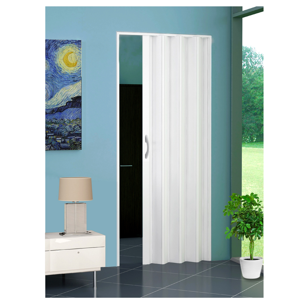 Porta a Soffietto in PVC 83x214 Su Misura Bianca Maniglia Serratura  Riducibile