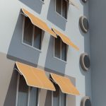 Tenda da sole Pensilina centinata ad esse - profilo tondo Ø 38 mm. Struttura fissa. Consigliato con tessuti in PVC.